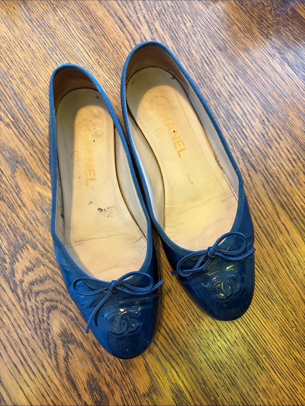 CHANEL Navy Ballet Flats